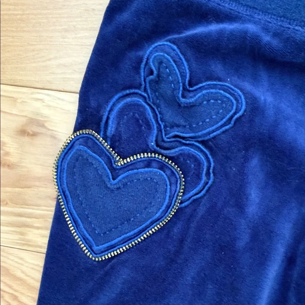 Women's Navy Royal Blue Velour Tracksuit with gold details Top XL Pant M - Picture 6 of 13